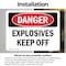 Signmission Explosives Keep Off Danger Sign, Vinyl Decal, 7in W x 5in L, 2PK OS-2PACK-DS-D-57-L-2338 - alternate 2